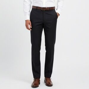 MTAILOR Men Big Tall Black Flat Front Dress Pants Size 44‎